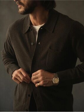 EUC Buck Mason Heritage Wool Collared Cardigan in Brown size M